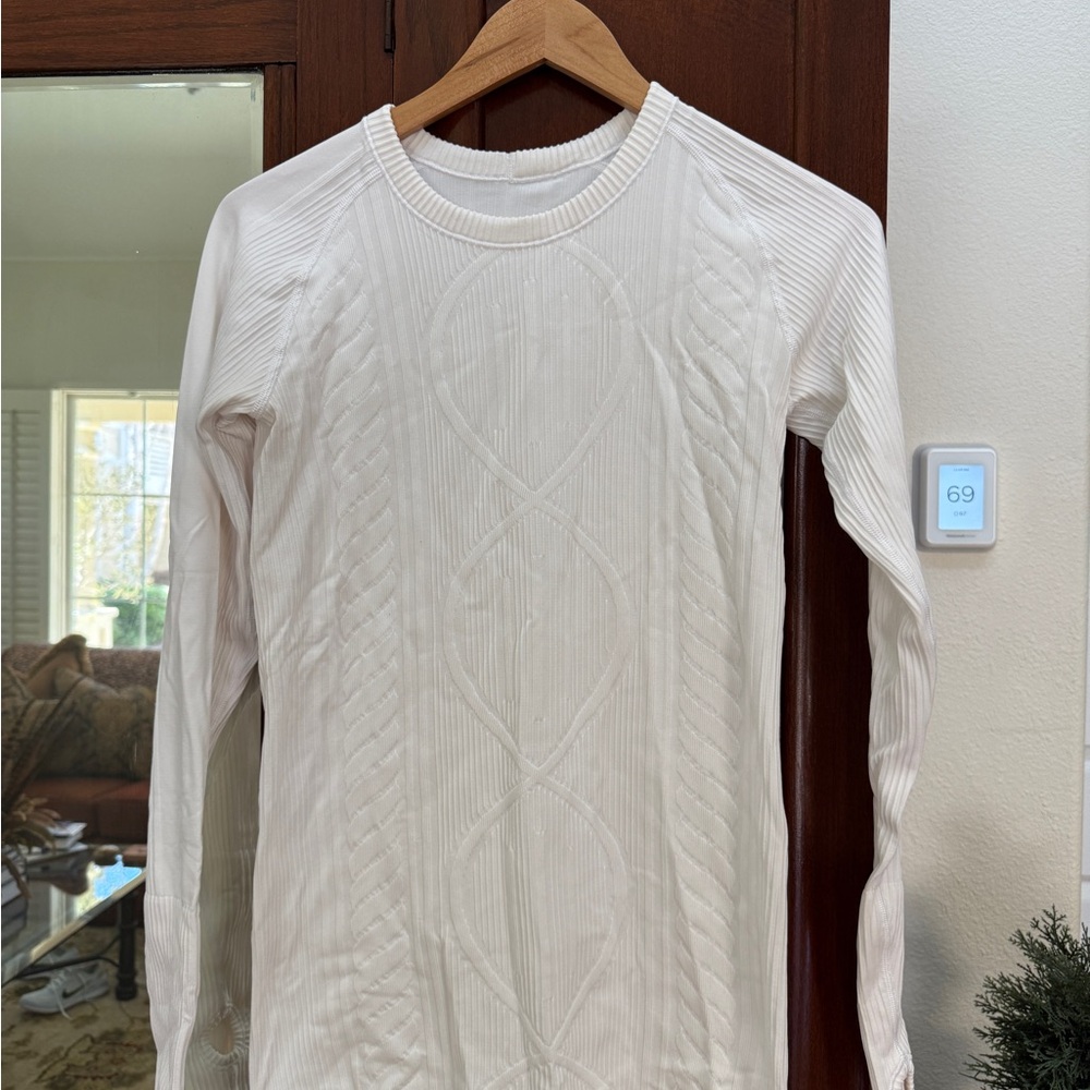 lululemon athletica white Cable-Knit Long Sleeve Sweatshirt